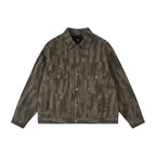 1807 ROLLTHEDICE Cat Eye Stone Embellished PU Leather Jacket