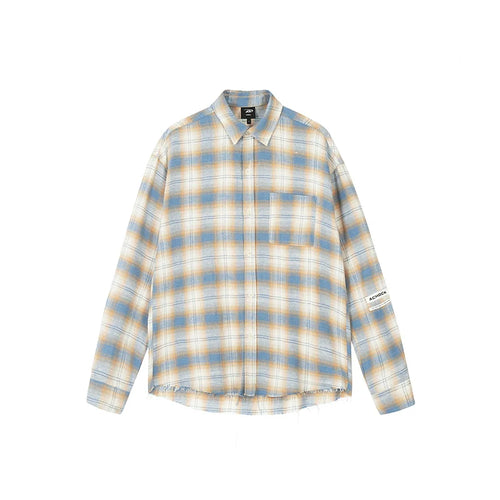 Achock Plaid Raw Hem Long Sleeved Shirt