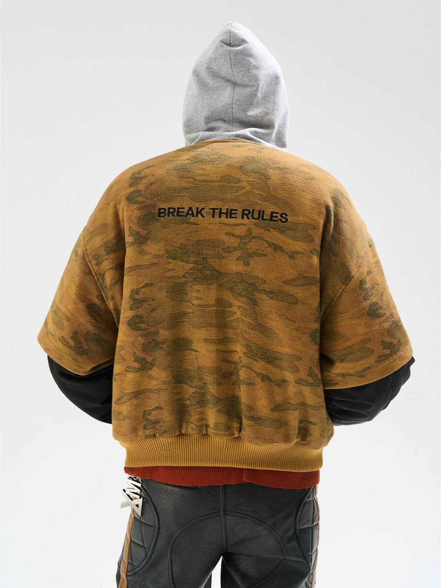 BLIND NO PLAN Reconstructed Patchwork Camouflage Padded MA-1 Jacket