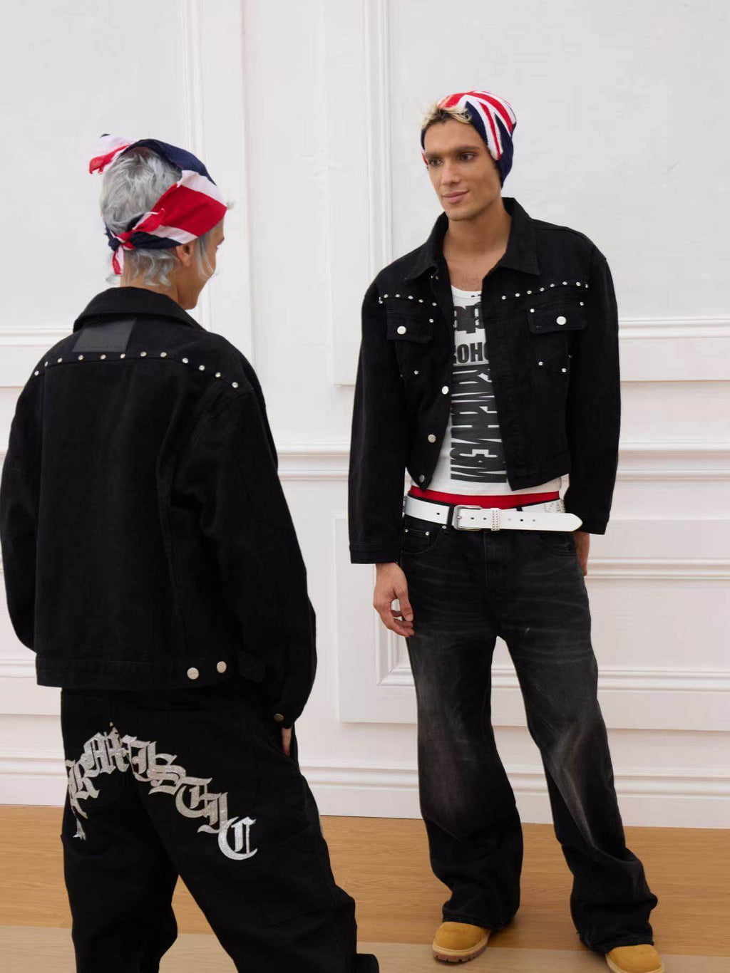 KARMANISTIC Diamond Studded Short Denim Jacket