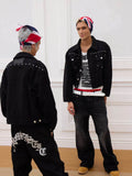 KARMANISTIC Diamond Studded Short Denim Jacket