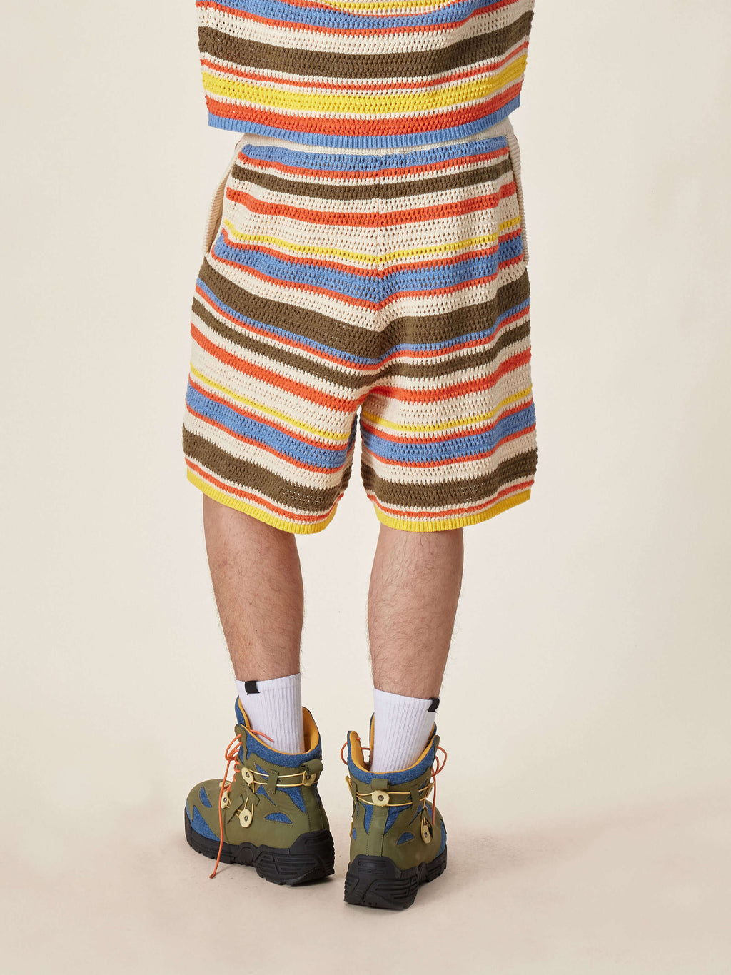 EVILKNIGHT(EK) Multicolor Striped Knit Shorts