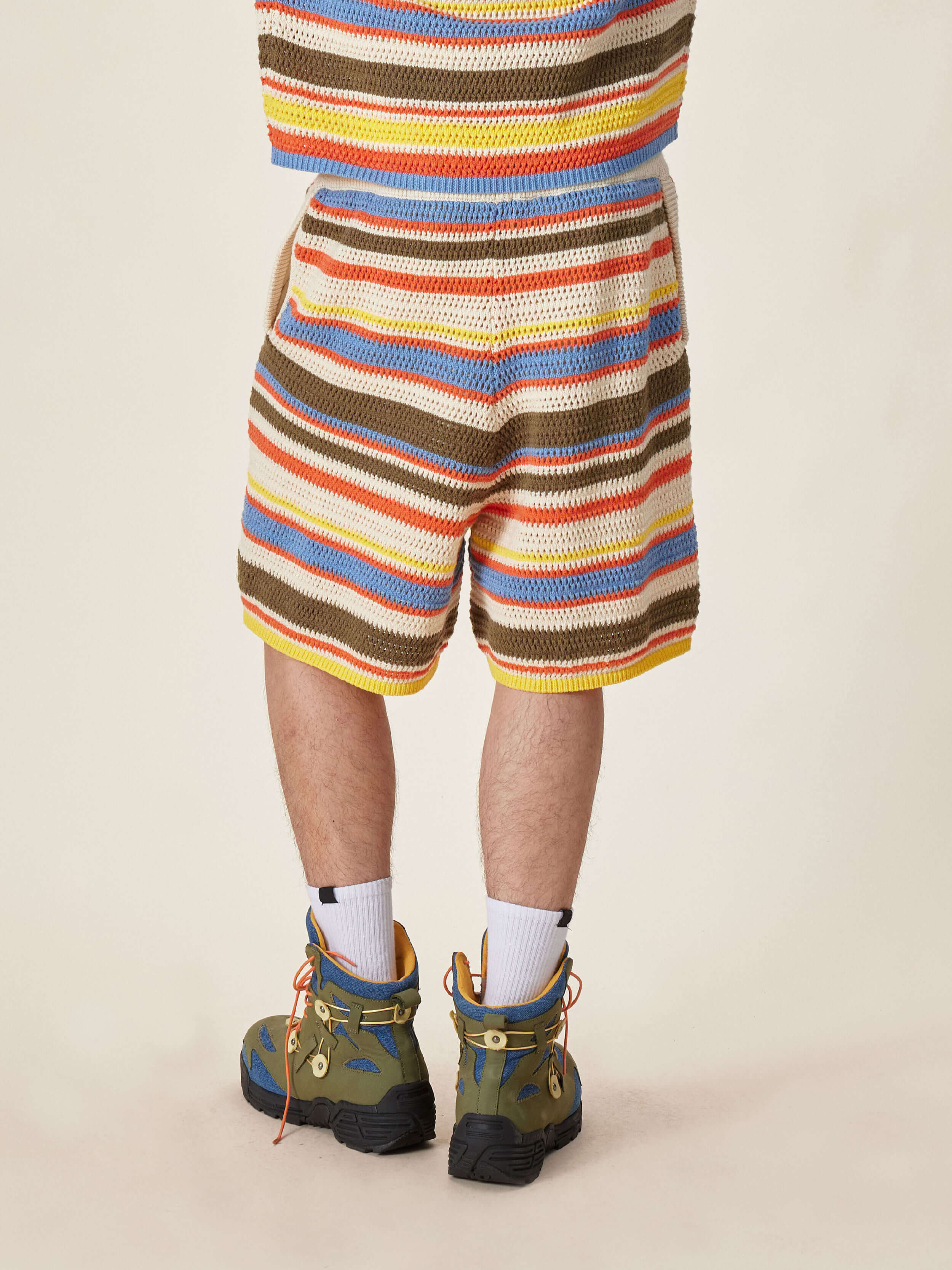 EVILKNIGHT(EK) Multicolor Striped Knit Shorts