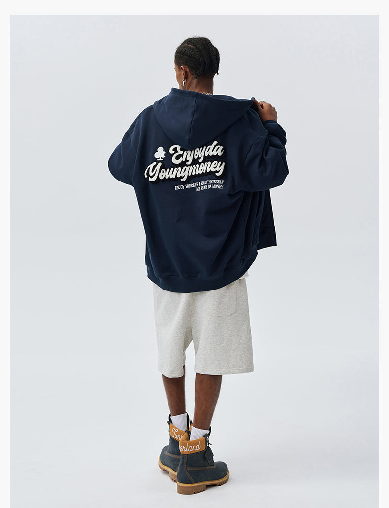 MEDM Towel Applique Embroidery Zip-Up Hoodie