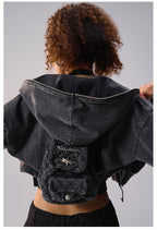 Remedy Backpack Design Washed Denim Short Jacket