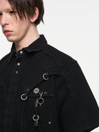 BLIND NO PLAN Metal Surround Fly Sleeve Short Sleeve Pocket Shirt
