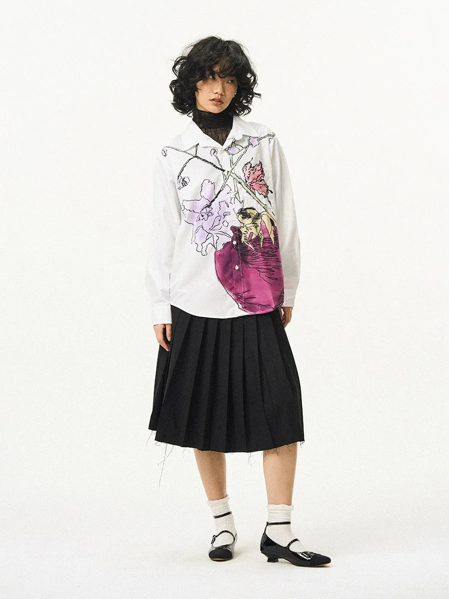EMPTY REFERENCE Hand Painted Watercolor Vase Long Sleeve Shirt