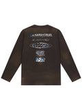 Harsh and Cruel Washed Destroyed Typography Printed Long Sleeve Tee