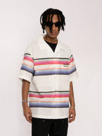 EMPTY REFERENCE Rainbow Stripe Halo Printed Short Sleeve Shirt