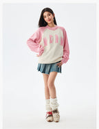 MEDM Color-Blocked Raglan Sleeve Knit Sweater