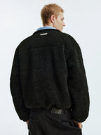 MEDM Plaid Trim Sherpa Short Jacket