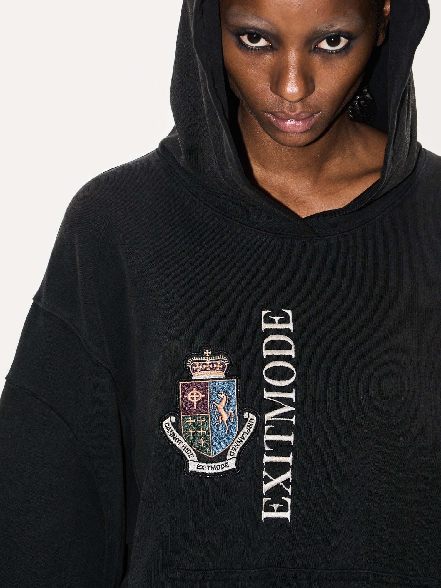 BLIND NO PLAN Double Sleeve Layered Washed Printed Embroidered Hoodie