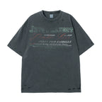 JHYQ Vintage Print Washed Distressed Tee