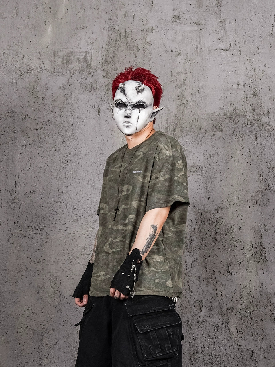 UNDERWATER Handmade Cut Distressed Camouflage Tee