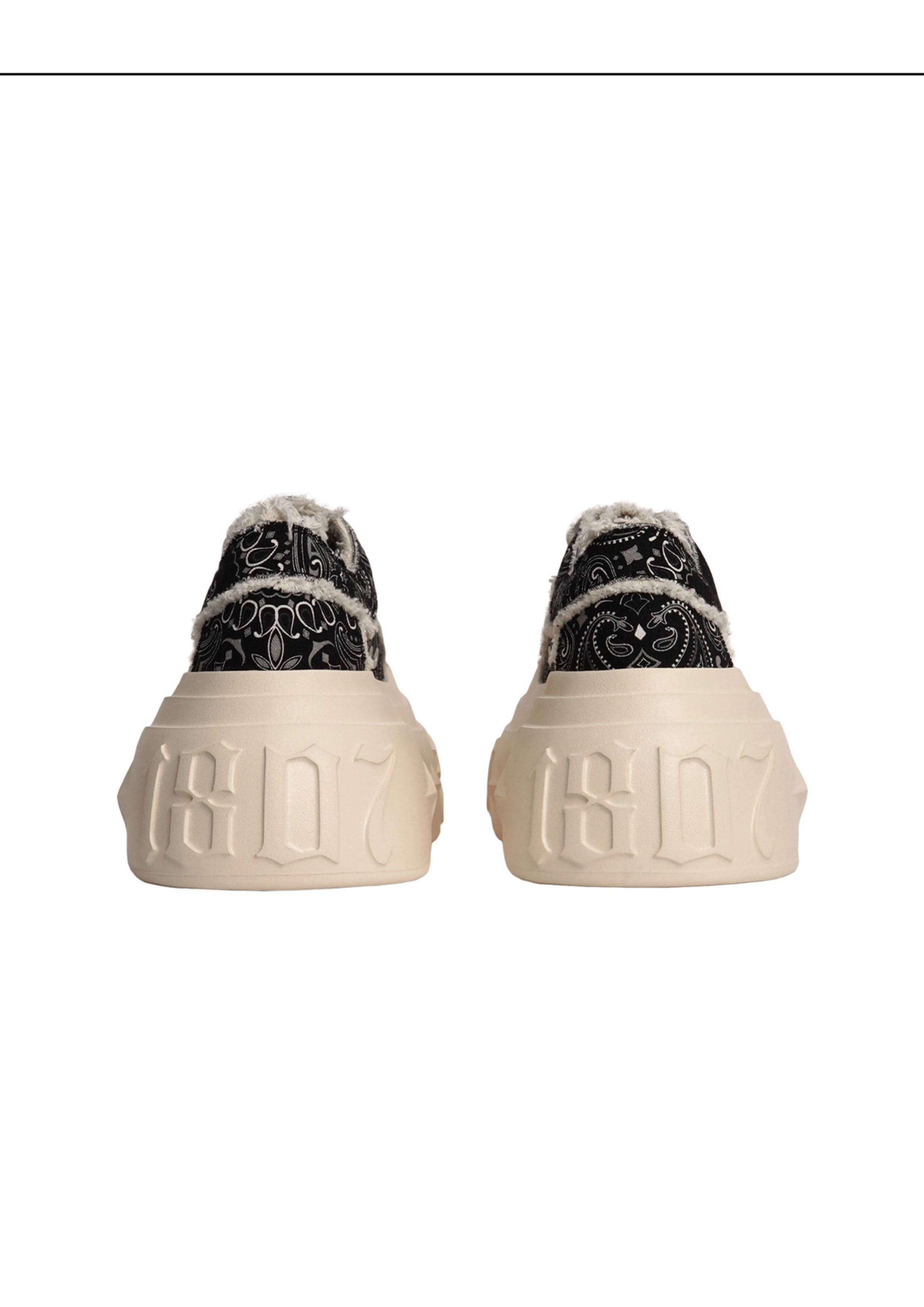 1807 INF-008 Gothic Lace Up Canvas Paisley Chunky Sneakers