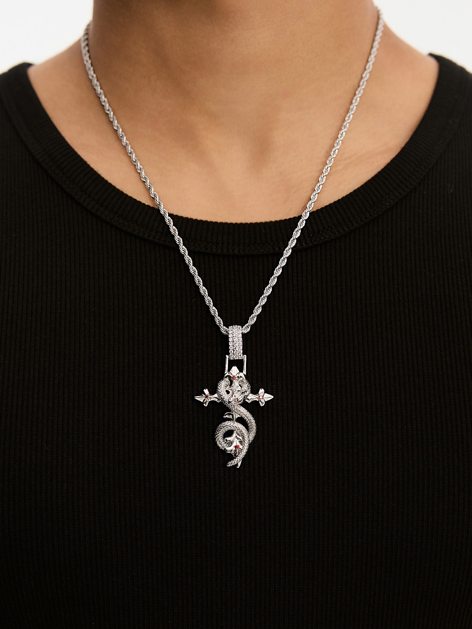 Small Town Kid Snake Pendant Cross Necklace