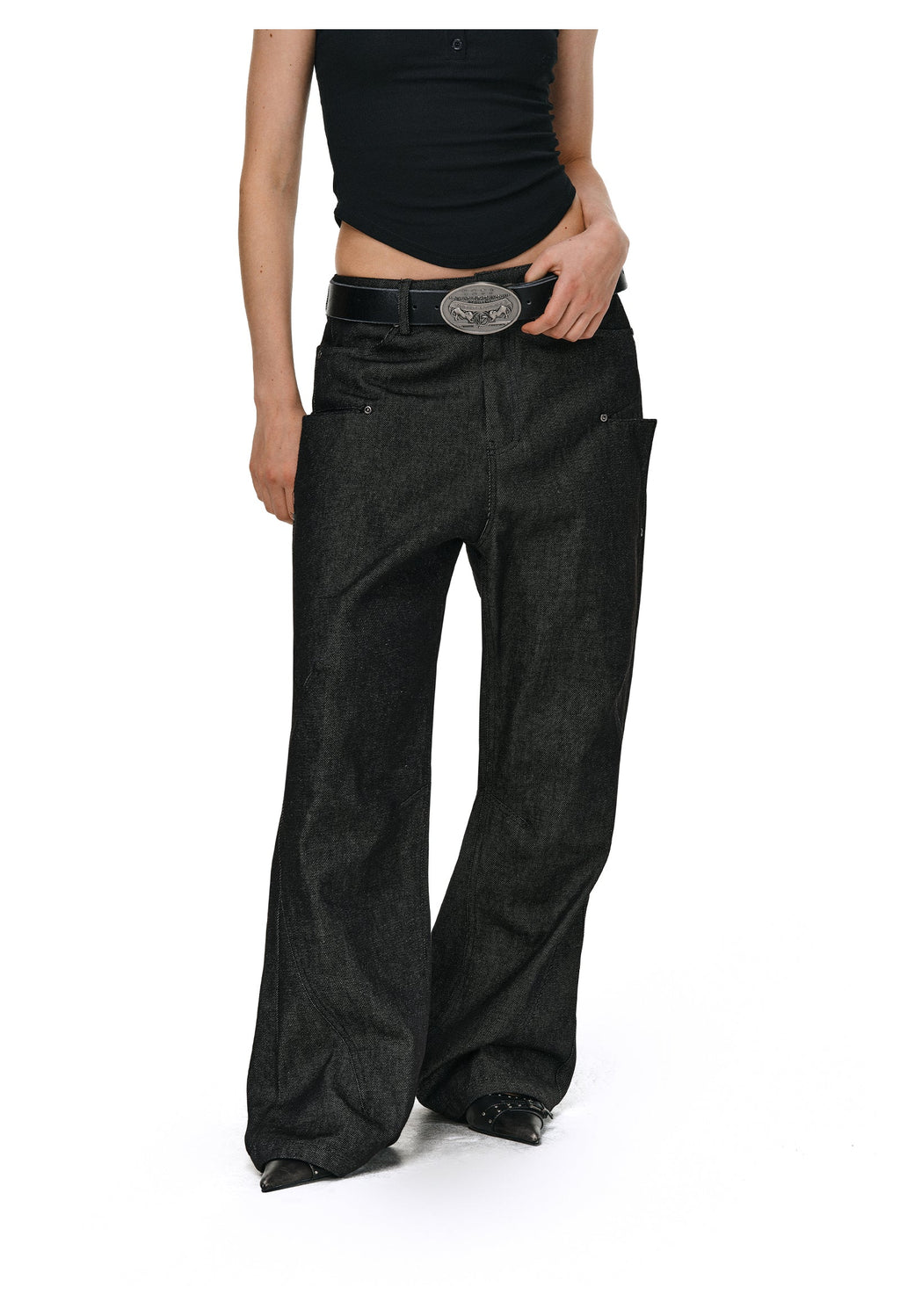 ANTIDOTE Studded Slash Pocket 3D Cut Jeans