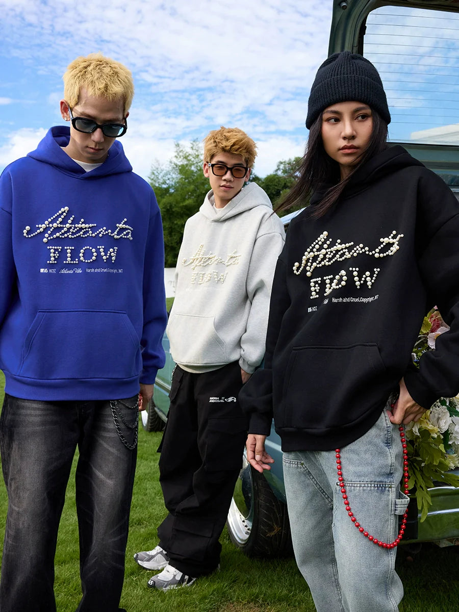Harsh and Cruel Pearl Embroidery Hoodie