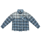 Remedy Washed Gradient Plaid Cutoff Long Sleeve Shirt