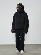 Harsh and Cruel Embroidered Logo Loose Sleeves Down Jacket