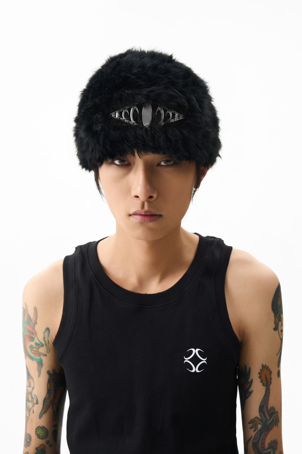 KARMANISTIC Metal Logo Fur Beanie