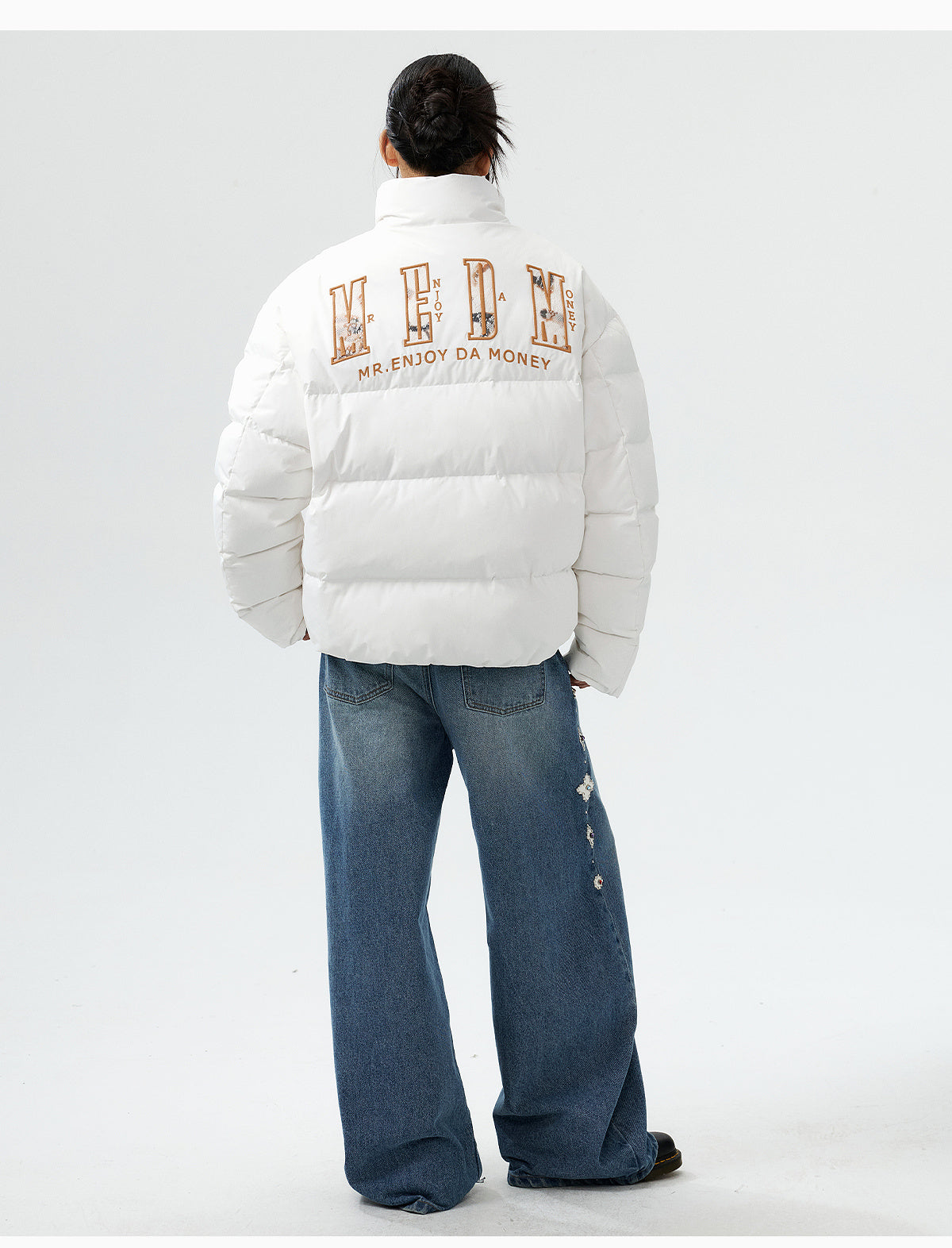 MEDM 3D Embroidered Lace Puffer Jacket