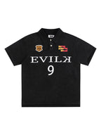 EVILKNIGHT(EK) Embroidered and Logo Printed Washed Polo