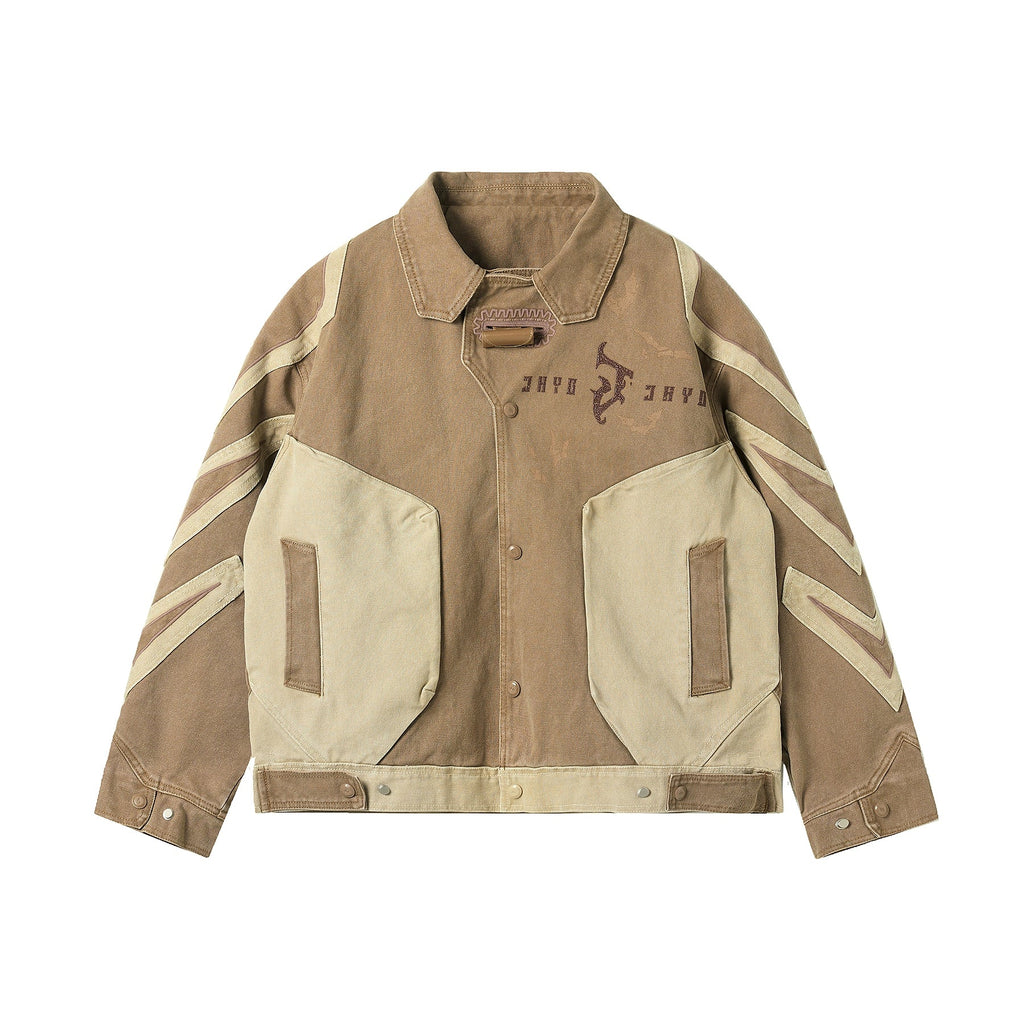 JHYQ Contrast Color Stitching Canvas Work Jacket