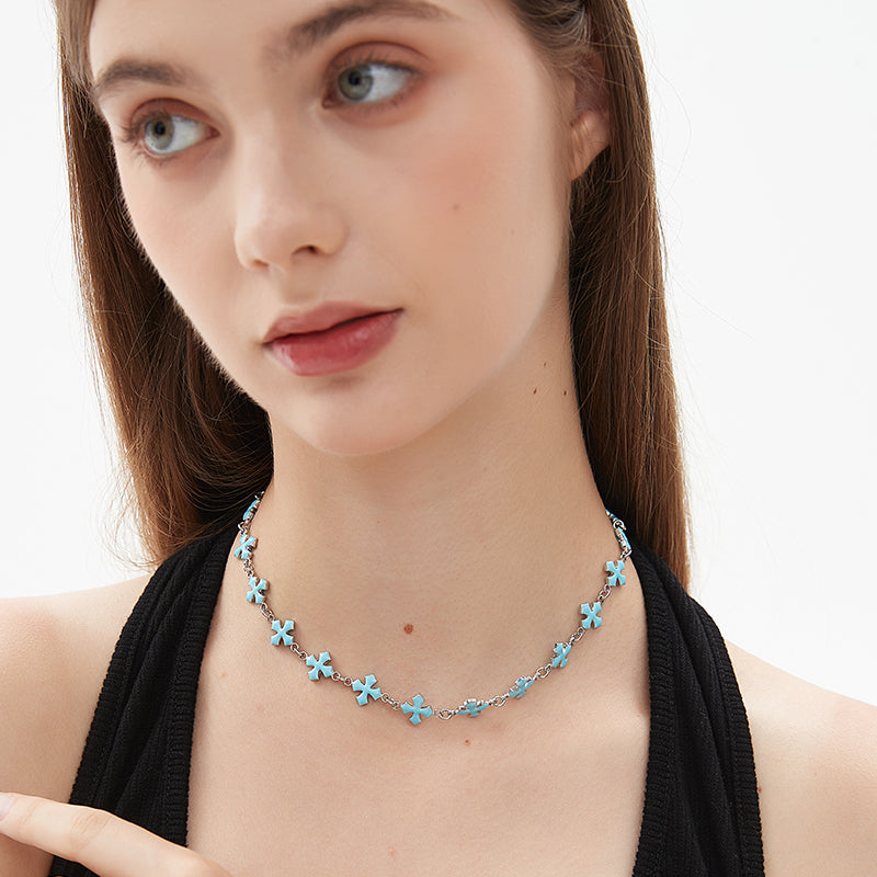 AWE Blue Cross Luxury Chain Necklace