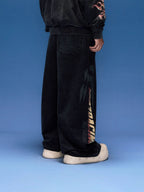 1807 Racing Graffiti Print Washed Baggy Sweatpants