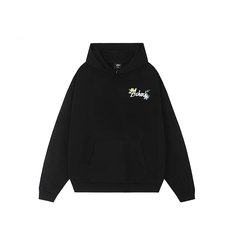 Achock Floral Embroidery Logo Printed Hoodie