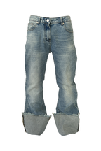 KARMANISTIC Cutoff Washed Flared Jeans