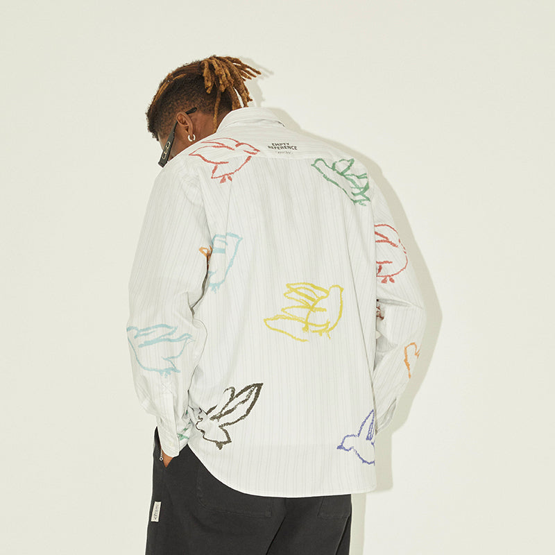 EMPTY REFERENCE Colorful Bird Crayon Long Sleeve Shirt