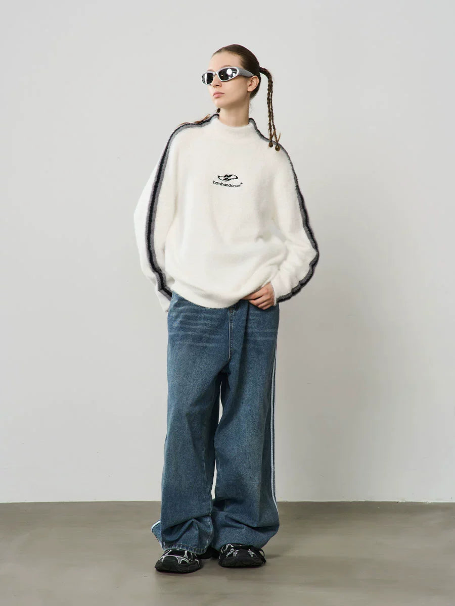 Harsh and Cruel Striped Mohair Logo Knit Sweater