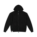 MEDM Hooded Cable Knit Zip Up Cardigan