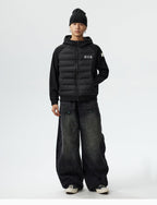 MEDM Patchwork Raglan Sleeve Lightweight Hooded Down Jacket