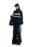 BLIND NO PLAN Color Block Windproof Sport Track Jacket