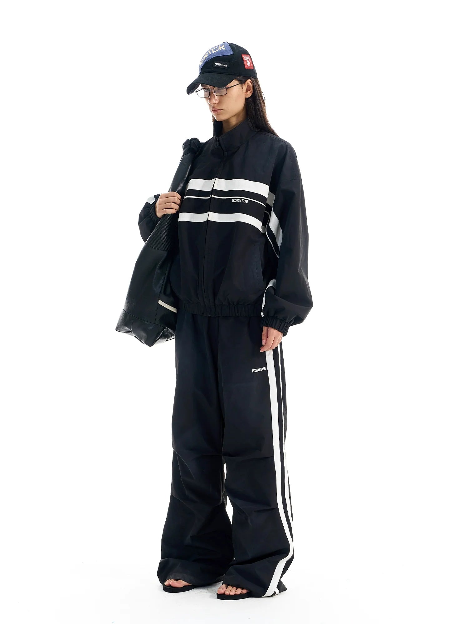 BLIND NO PLAN Color Block Windproof Sport Track Jacket
