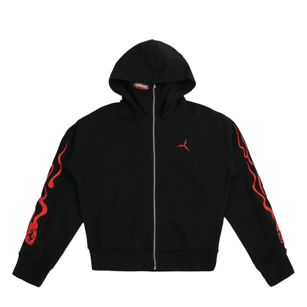 TGFCLUB Flame Pattern Masked Zip Up Hoodie