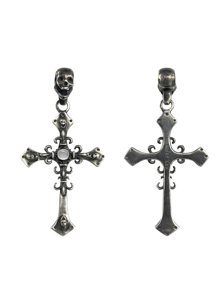 Night Lab Agate Skull Cross Necklace