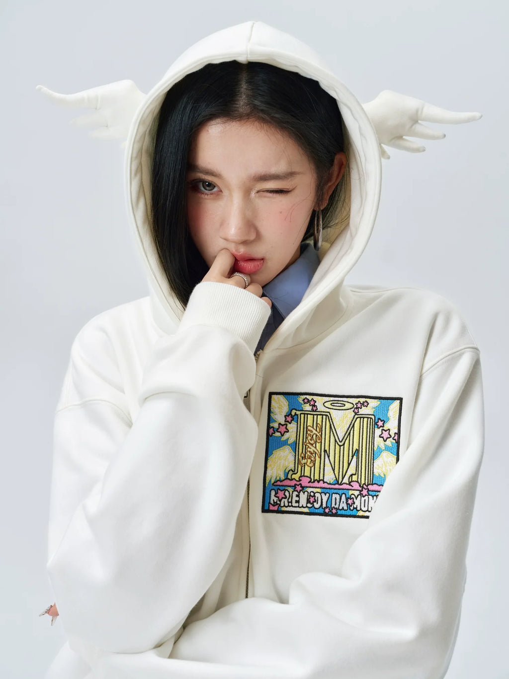 MEDM Angel & Devil Horns Zip-Up Hoodie