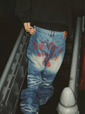 EVETS Dirty Wash Print Baggy Jeans