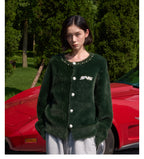 S45 Pearl Button Fuzzy Fleece Cardigan