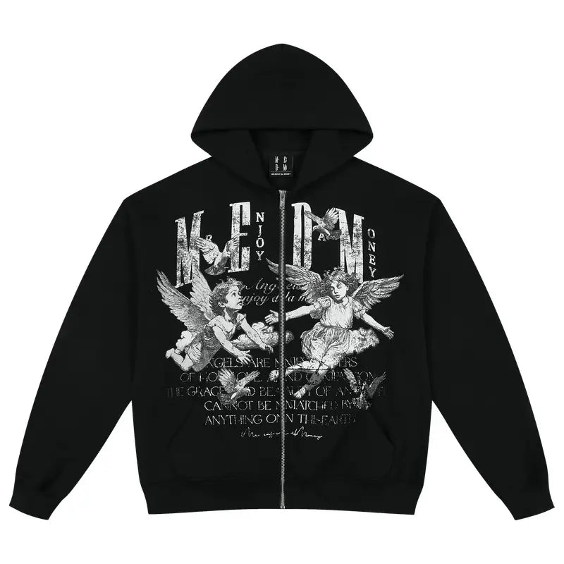 MEDM Angel Patch Zip Up Hoodie