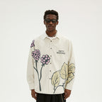 EMPTY REFERENCE Grape Leaf Fruit Print Long Sleeve Shirt