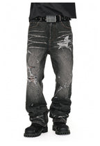 ANTIDOTE Irregular Torn Hole Washed Flared Jeans