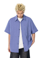 AFGK Plaid Leather Patch Short Sleeve Shirt
