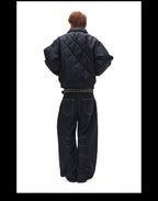 NOVACAM Diamond Plaid Quilted Puffer Jacket