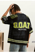 Small Town Kid Mesh Knit V Neck Rugby Jersey