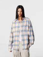 Achock Plaid Raw Hem Long Sleeved Shirt